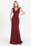 Load image into Gallery viewer, La Merchandise LAY8290 Long Simple Cap Sleeve Formal Bridesmaids Gowns - BURGUNDY - LA Merchandise