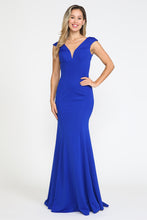 Load image into Gallery viewer, La Merchandise LAY8290 Long Simple Cap Sleeve Formal Bridesmaids Gowns - ROYAL BLUE - LA Merchandise