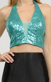 Load image into Gallery viewer, La Merchandise LAY8294 Halter Sequin Top &amp; Satin Skirt Prom Dress Set - - LA Merchandise