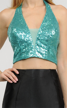 Load image into Gallery viewer, La Merchandise LAY8294 Halter Sequin Top &amp; Satin Skirt Prom Dress Set - - LA Merchandise