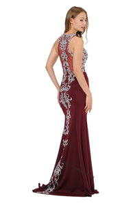 La Merchandise LAY8314 Halter Embroidered Lace Long Evening Dress - - LA Merchandise