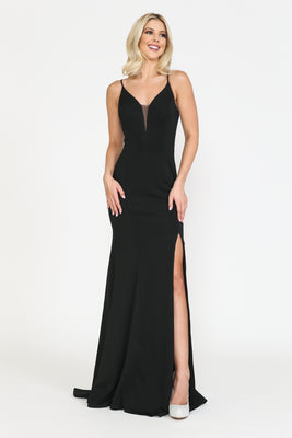 La Merchandise LAY8360 Sexy Simple Stretchy Open Back Formal Gown - BLACK - LA Merchandise