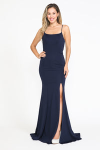 La Merchandise LAY8376 Spaghetti Strap Mermaid Simple Bridesmaid Dress - NAVY - LA Merchandise