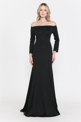 La Merchandise LAY8378 Modest Long Sleeve Simple Bridesmaids Dresses - BLACK - LA Merchandise
