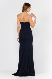 La Merchandise LAY8488 Hot Strapless Prom Simple Formal Evening Dress - NAVY - LA Merchandise