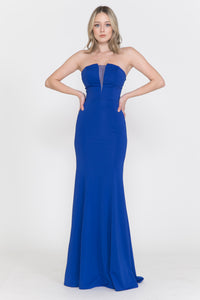 La Merchandise LAY8488 Hot Strapless Prom Simple Formal Evening Dress - ROYAL BLUE - LA Merchandise