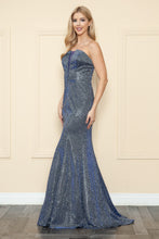 Load image into Gallery viewer, La Merchandise LAY8490 Metallic Strapless Prom Formal Evening Gown - ROYAL BLUE - LA Merchandise