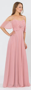 Load image into Gallery viewer, La Merchandise LAY8552 Cold Shoulder Bridesmaids Long Chiffon Dress - MAUVE - LA Merchandise