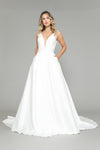 Load image into Gallery viewer, La Merchandise LAY8582B Elegant Simple V-Neck Bridal Gown with train - OFF WHITE IVORY - LA Merchandise