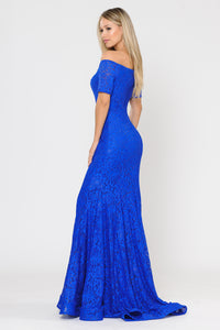 La Merchandise LAY8596 Long Prom Off the Shoulder Mermaid Lace Dress - - LA Merchandise