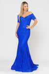 Load image into Gallery viewer, La Merchandise LAY8596 Long Prom Off the Shoulder Mermaid Lace Dress - ROYAL BLUE - LA Merchandise