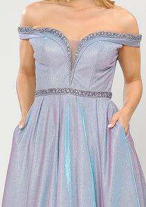 La Merchandise LAY8664 Sweetheart Long Formal A-Line Glitter Prom Gown - - LA Merchandise