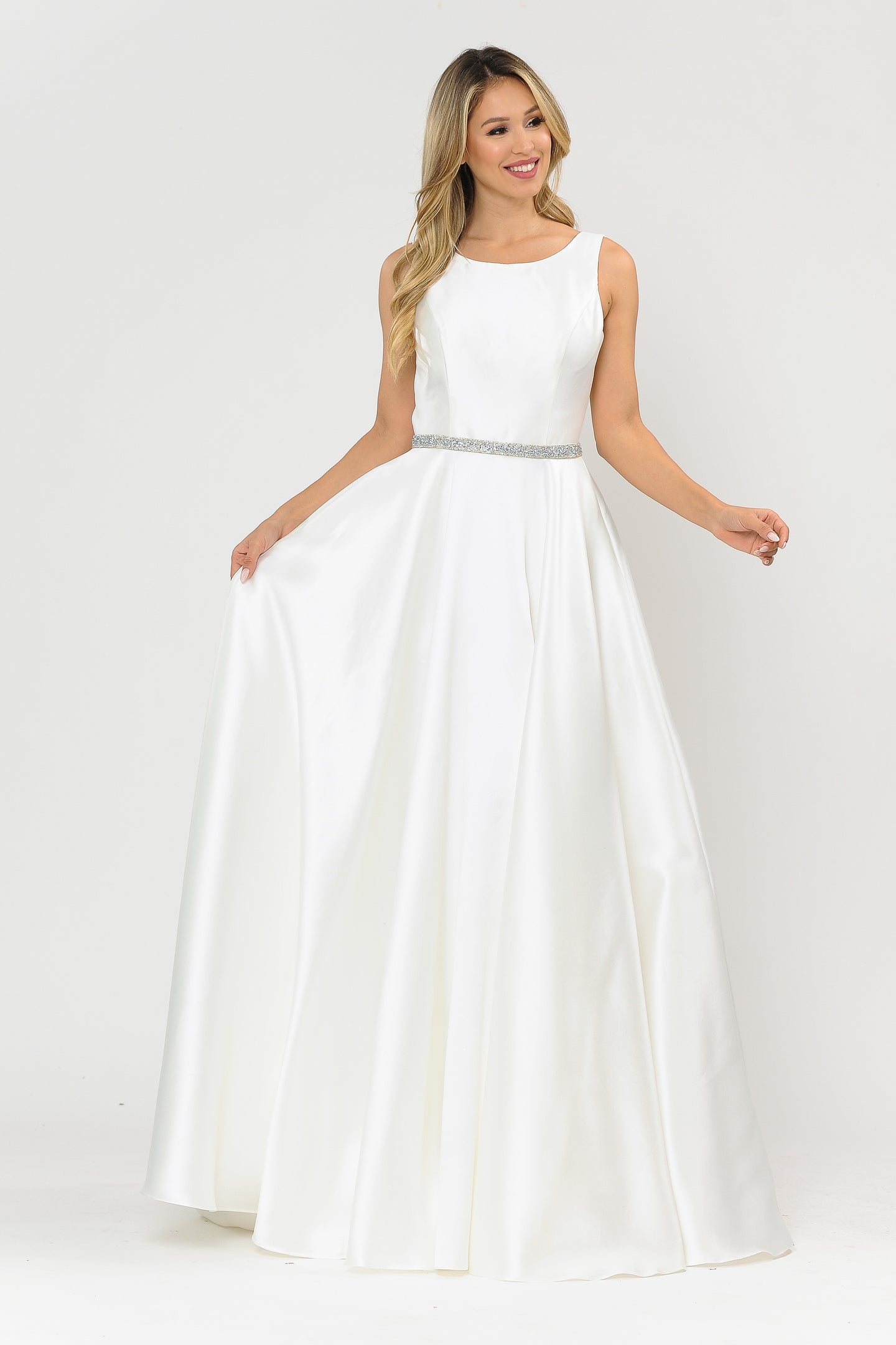 La Merchandise LAY8678B Off White Wedding Mikado A-Line Bridal Gowns - - LA Merchandise