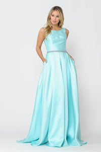 La Merchandise LAY8678 Mikado Sleeveless A-Line Formal Evening Gown - MINT - LA Merchandise