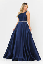 Load image into Gallery viewer, La Merchandise LAY8678 Mikado Sleeveless A-Line Formal Evening Gown - NAVY BLUE - LA Merchandise