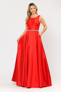La Merchandise LAY8678 Mikado Sleeveless A-Line Formal Evening Gown - RED - LA Merchandise