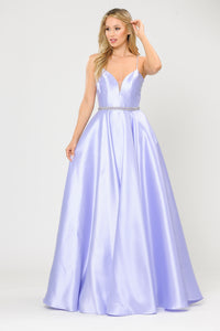 La Merchandise LAY8688 Simple Mikado Sexy Open Back A-Line Prom Gown - Lilac - Dresses LA Merchandise