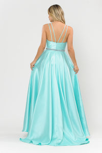 La Merchandise LAY8690 Special Occasion Simple Mikado Long Formal Gown - - LA Merchandise