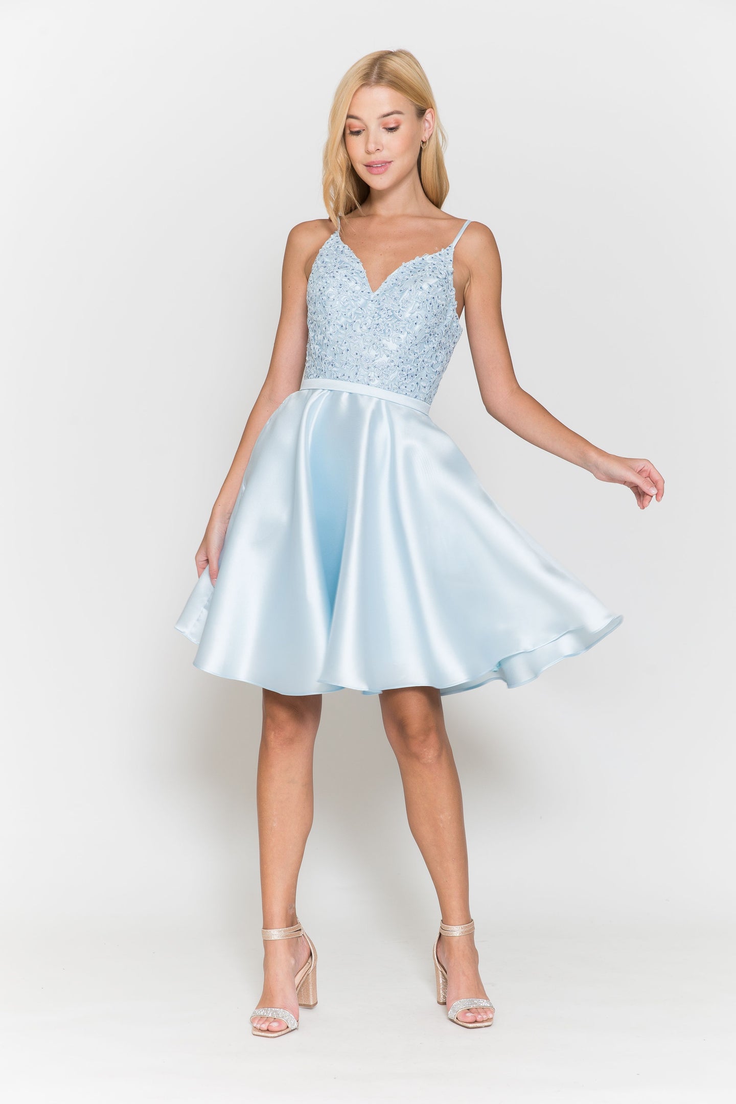 La Merchandise LAY8694 Short Cocktail Homecoming Sweet 16 Party Dress - BABY BLUE - LA Merchandise