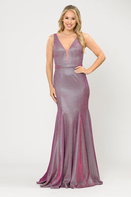La Merchandise LAY8704 Shiny Mermaid Formal Glitter Evening Prom Gown - MAGENTA - LA Merchandise