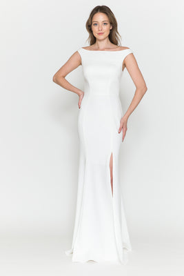 La Merchandise LAY8724B Off White Off Shoulder Bridal Wedding Dress - OFF WHITE IVORY - LA Merchandise