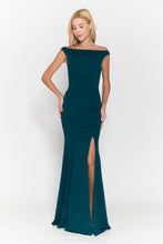 Load image into Gallery viewer, La Merchandise LAY8724 Simple Fitted Off Shoulder Jersey Prom Dress - EMERALD - LA Merchandise