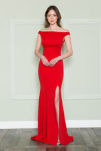 Load image into Gallery viewer, La Merchandise LAY8724 Simple Fitted Off Shoulder Jersey Prom Dress - RED - LA Merchandise