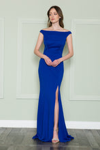 Load image into Gallery viewer, La Merchandise LAY8724 Simple Fitted Off Shoulder Jersey Prom Dress - ROYAL BLUE - LA Merchandise