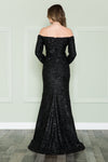 Load image into Gallery viewer, La Merchandise LAY8876 Long Sleeve Sequin Off The Shoulder Formal Gown - - LA Merchandise