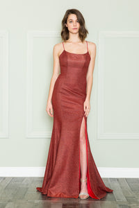 La Merchandise LAY8878 Special Occasion Sexy Open Back Prom Gowns - RED BRICK - LA Merchandise