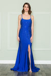 Load image into Gallery viewer, La Merchandise LAY8894 Open Back Prom Stretchy Long Rhinestone Dress - ROYAL BLUE - LA Merchandise