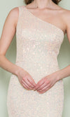 Load image into Gallery viewer, La Merchandise LAY8898 Champagne Sequined One Shoulder Prom Dresses - - LA Merchandise