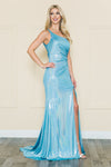 Load image into Gallery viewer, La Merchandise LAY8904 Shiny Stretchy One Shoulder Long Prom Dress - BLUE - LA Merchandise
