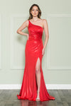 Load image into Gallery viewer, La Merchandise LAY8904 Shiny Stretchy One Shoulder Long Prom Dress - RED - LA Merchandise