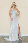 Load image into Gallery viewer, La Merchandise LAY8904 Shiny Stretchy One Shoulder Long Prom Dress - SILVER - LA Merchandise