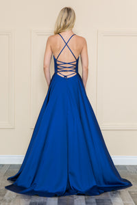 La Merchandise LAY8908 Simple Satin Formal Evening A-Line Prom Gown - - LA Merchandise