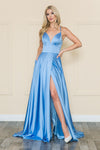 Load image into Gallery viewer, La Merchandise LAY8908 Simple Satin Formal Evening A-Line Prom Gown - BLUE - LA Merchandise