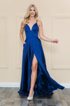 Load image into Gallery viewer, La Merchandise LAY8908 Simple Satin Formal Evening A-Line Prom Gown - NAVY BLUE - LA Merchandise