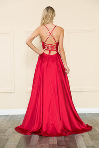 La Merchandise LAY8910 Long Simple A-Line Bridesmaids Dress w/ Pockets - - LA Merchandise