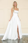 Load image into Gallery viewer, La Merchandise LAY8910 Long Simple A-Line Bridesmaids Dress w/ Pockets - OFF WHITE - LA Merchandise