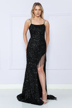 Load image into Gallery viewer, La Merchandise LAY8982 Fringe Sequined Sleeveless Dress - BLACK - LA Merchandise