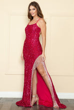 Load image into Gallery viewer, La Merchandise LAY8982 Fringe Sequined Sleeveless Dress - RED BERRY - LA Merchandise