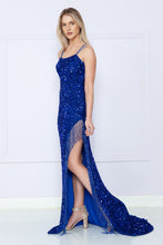Load image into Gallery viewer, La Merchandise LAY8982 Fringe Sequined Sleeveless Dress - ROYAL - LA Merchandise