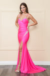 Load image into Gallery viewer, La Merchandise LAY9042 Stretchy Long Special Occasion Formal Prom Gown - HOT PINK - LA Merchandise