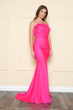 Load image into Gallery viewer, La Merchandise LAY9070 Open Back Prom Mermaid Gown Removable feathers - HOT PINK - LA Merchandise
