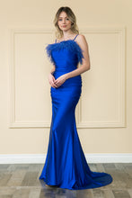 Load image into Gallery viewer, La Merchandise LAY9070 Open Back Prom Mermaid Gown Removable feathers - ROYAL BLUE - LA Merchandise
