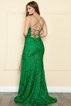 Load image into Gallery viewer, La Merchandise LAY9102 Sexy Open Back Prom Full Sequined Dress w/ Slit - - LA Merchandise