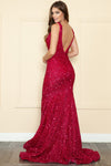 Load image into Gallery viewer, La Merchandise LAY9108 Full Sequined V-Neck Red Carpet Formal Dress - - LA Merchandise