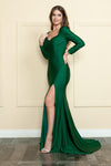 Load image into Gallery viewer, La Merchandise LAY9114 Long Sleeve Stretchy Formal Gown w/ Rhinestones - - LA Merchandise