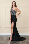Load image into Gallery viewer, La Merchandise LAY9116 One Shoulder Stretchy Prom Evening Gown w/ Slit - - LA Merchandise